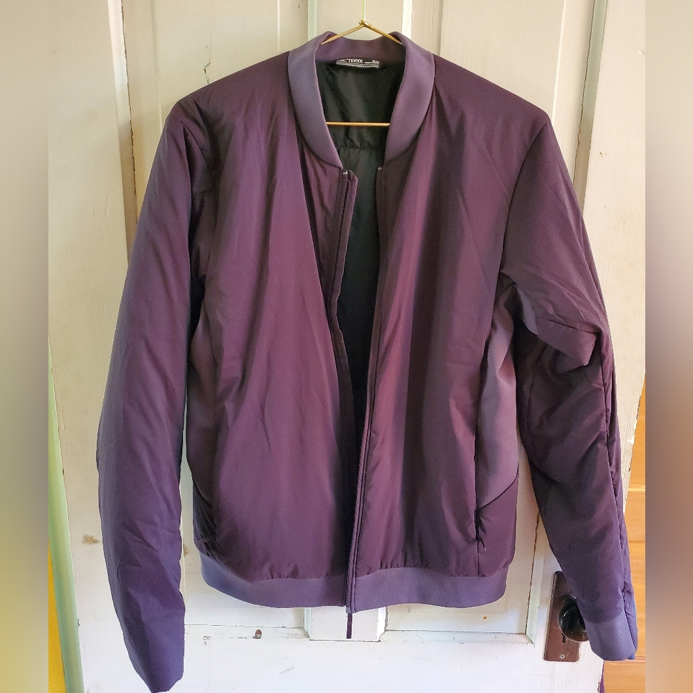 Arc'teryx Semira womens lightweight bomber jacket in eggplant, medium